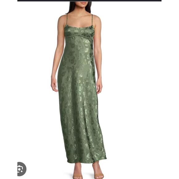 Allison Kelly Dress Womens M Satin Floral Jacquard Babydoll Empire Waist Y2K - Picture 1 of 12